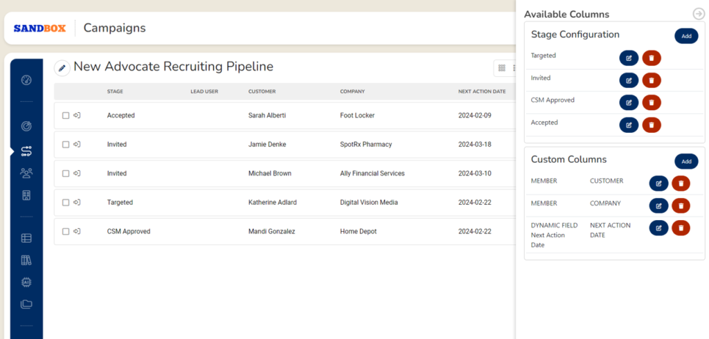 Customer Programs - recruit and manage advocacy pipeline
