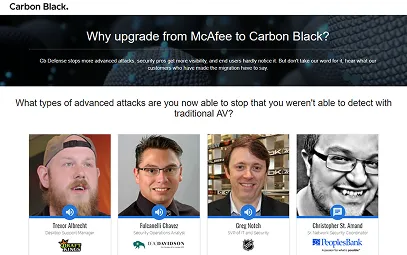 Carbon Black competitive antivirus campaign testimonials