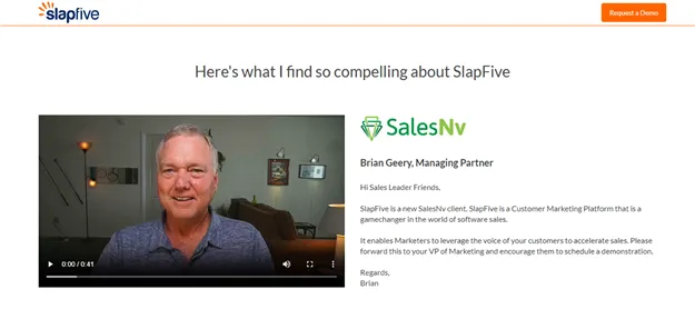 Customer testimonial video on SlapFive